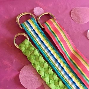 3 preppy fabric belt set. Gently worn; all size L.